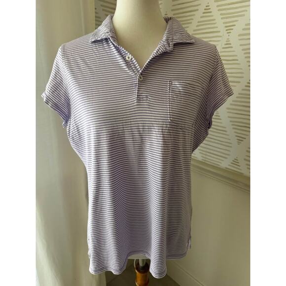 Renwick Tops - RENWICK Women’s Large Polo Seminole Golf Club 100% PIMA Cotton Purple White $89
